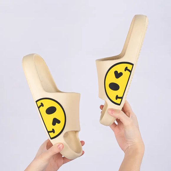 Beige Smiley Cushion Slides, Light, Non-Slip Slippers - Picture 3 of 6